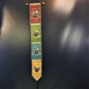 Rooster Bell Pull Kimble Hanging Wall Tapestry Farmhouse Chicken Barn Decor USA.